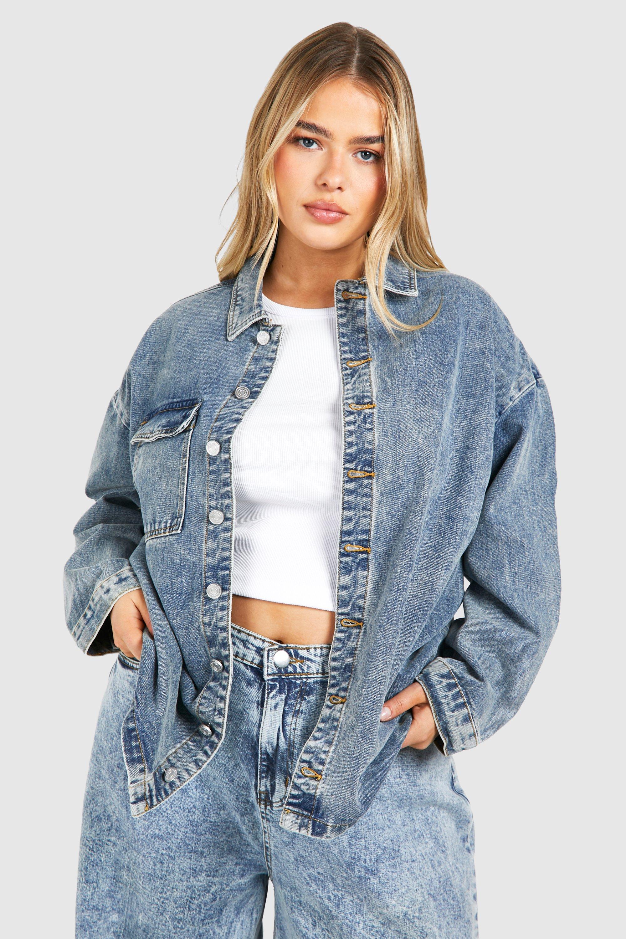 Women's petite 2024 denim shirt